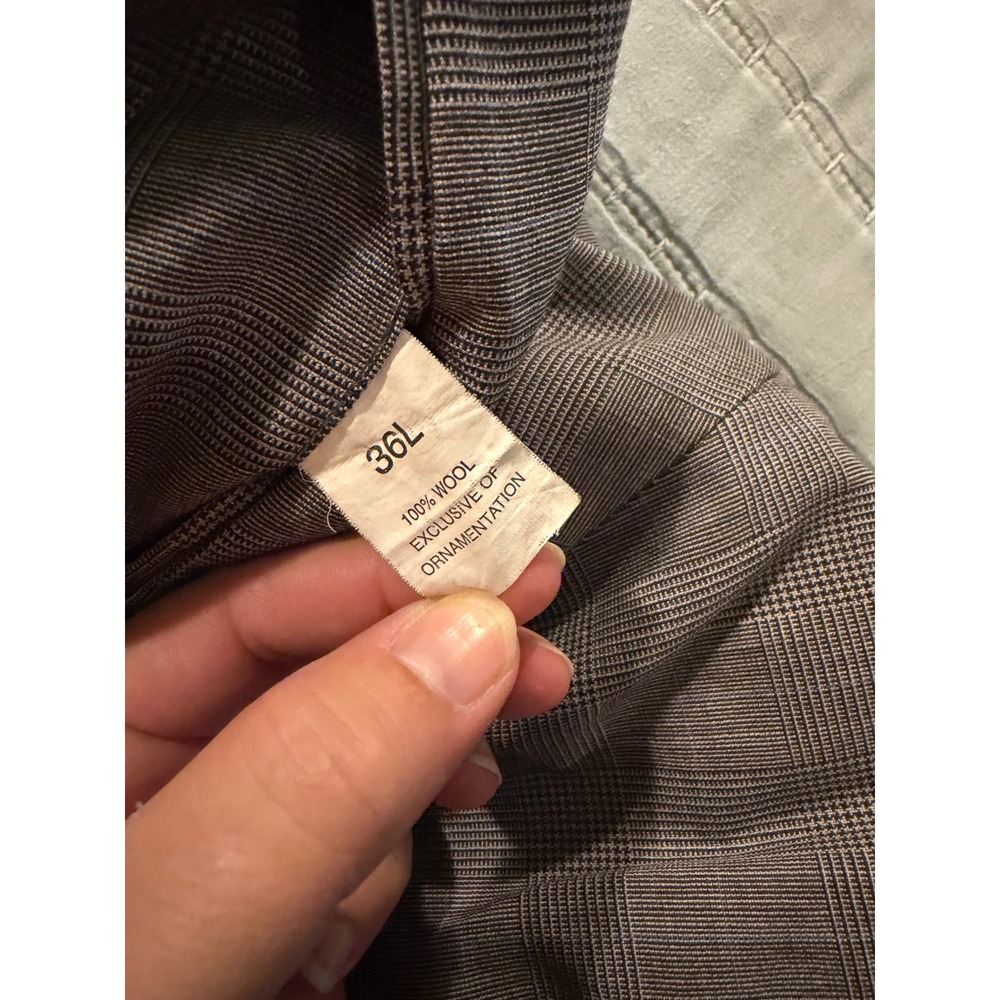 Jos. A. Bank Mens 42L Grey Glen Plaid 100% Wool 2-Piece Suit Pleated Pants 36L - Picture 10 of 12